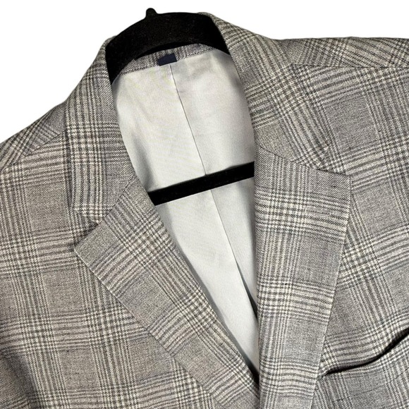 Jos. A. Bank Other - Jos. A. Bank 1905 Tailored Fit 100% Linen Blazer‎ Glen Check Plaid Mens 46R Gray